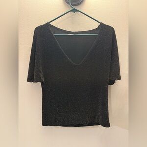 Elegant Black Shimmer Top beautiful top gold accent xl